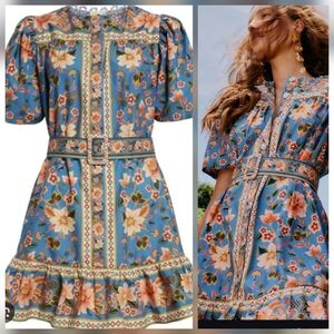 FARM Rio Blue Floral Mini Dress